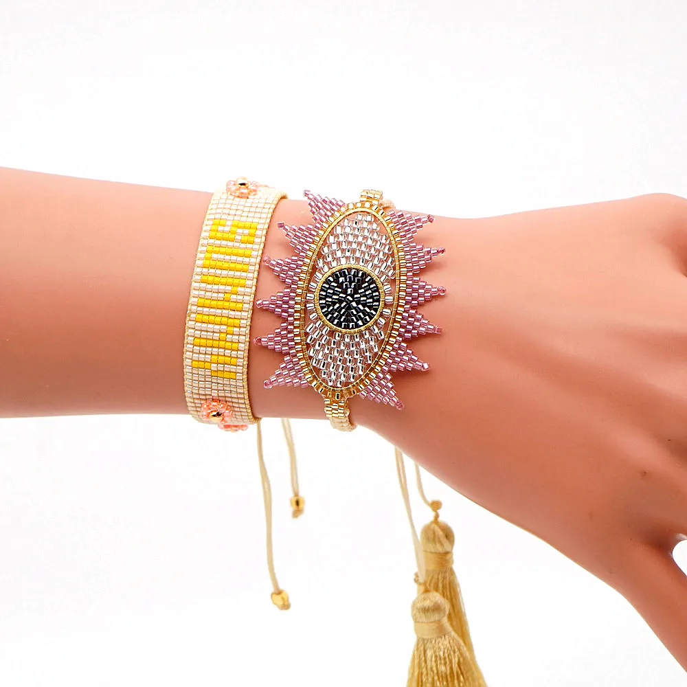 Go2boho богемные ювелирные изделия MIYUKI Турецкий Дурной глаз браслет кисточкой Pulseras Mujer лето пляж Сердце Браслеты для женщин ручной работы