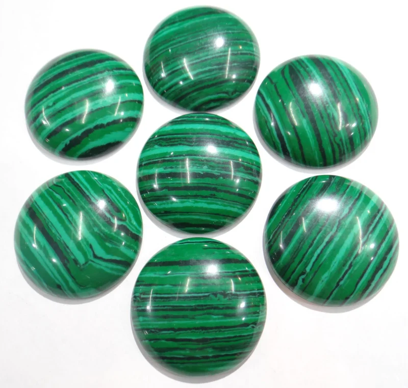 

Wholesale 12pcs/lot 30mm Natural Stone Malachite Round Cabochon Beads for DIY Jewelry Making Necklace Pendant Accessories