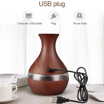 

Ultrasonic Humidifier Aromatherapy Diffuser Air Humidifier 300ml LED Lights Wood Grain Creative Exquisite Fashion Essential Oil
