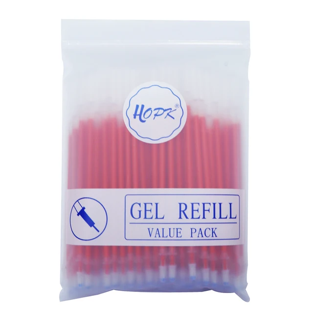 100Pcs/Lot Office Gel Pen Refill Set 0.5mm/0.38mm Blue Black Red ink Rod Bullet/Needle Tip Pen Refill School Writing Stationery 100Pcs red set