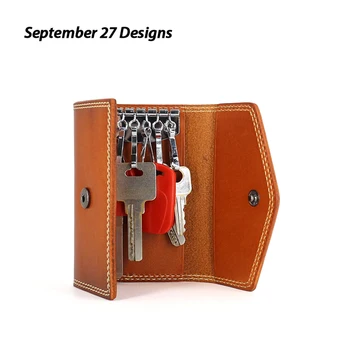 

SEPTEMBER 27 DESIGNS Genuine Leather Vegetable Tanning Full-grain Leather Key Retro Handmade Bag Access Control Wallet