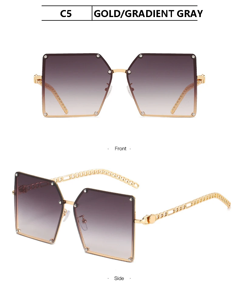 2022 New Square Sunglasses Women Fashion Oversized Metal Frame Vintage Glasses Men Shades Retro Gradient Colors Oculos UV400 raybans women