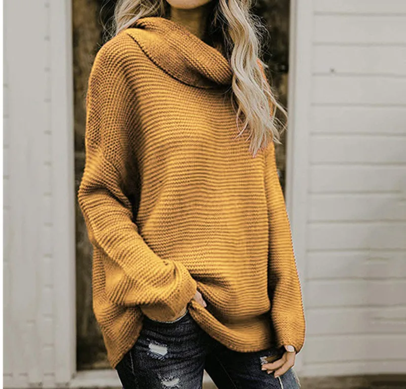 

A New Amazon Knitted Sweater with Long Sleeves, High Collar and Explosive Sweaters for Autumn and Winter Crossing