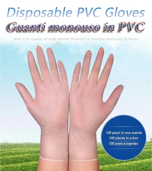 

100 Pieces One Box Disposable PVC Gloves Cleaning Gloves High Huality Soft Rubber Gloves Powder Free PVC Transparent Gloves
