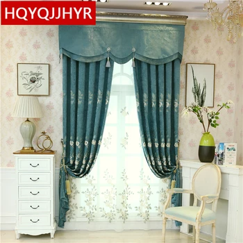 

Luxury Pastoral quality villa embroidered living room curtain hotel decorative curtains for bedroom windows High Shading70%-90%