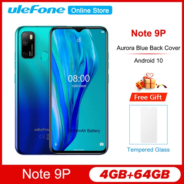 Ulefone Note 9P 6.52''HD+ Android 10 4GB 64GB 16MP Smartphone MT6762V Waterdrop Screen Octa Core 5V/2A 4G 4500mAh Mobile Phone 1