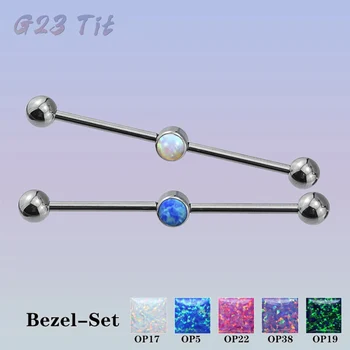 

ASTM F136 Titanium Industrial Barbells Bar Opal Stone Ear Ring Helix Tragus Stud Cartilage Earrings Piercing Jewelry Wholesale