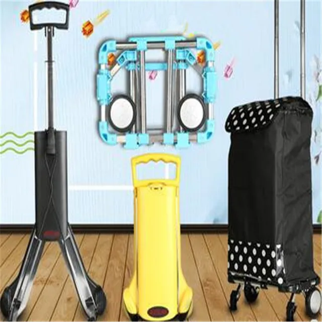 Legújabb Mini Bevásárlókosár Hordozható Összecsukható Poggyászkocsi Kis Pótkocsi Alumínium Ötvözet Kocsi - Image 6