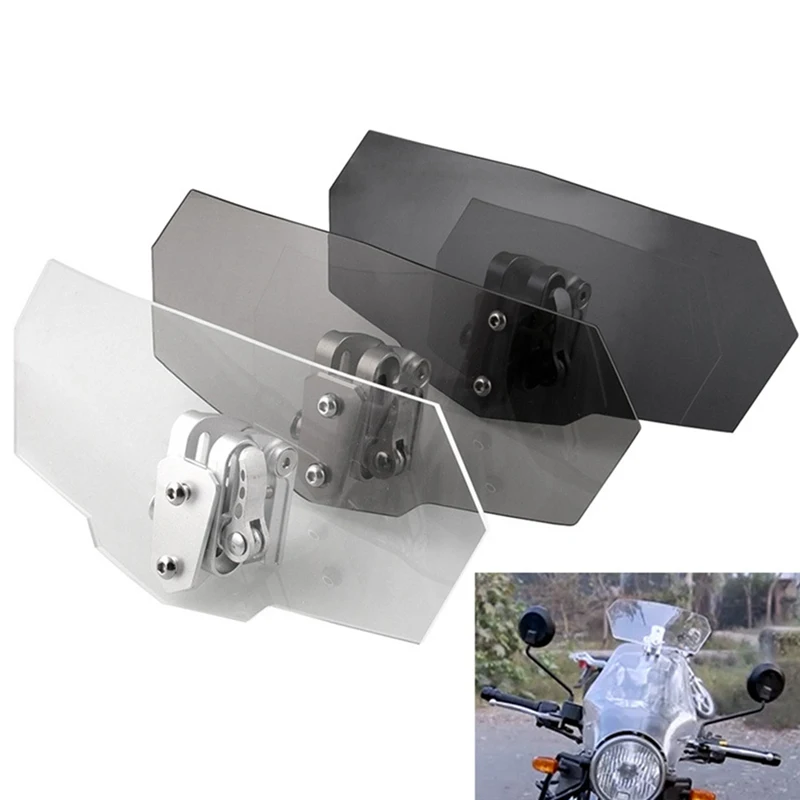 

Adjustable Clip On Windshield Extension Spoiler Wind Deflector Motorcycle