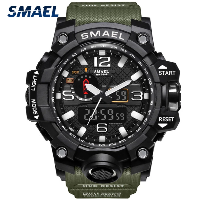 SMAEL-Reloj deportivo de cuarzo para hombre, cronógrafo analógico de estilo militar y a la moda, código 1545