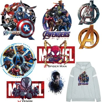 

Prajna Anime Heat Transfer Vinyl Stickers Cartoon Spiderman Marvel Thermal Transfer The Avengers Iron On Patches For Clothing