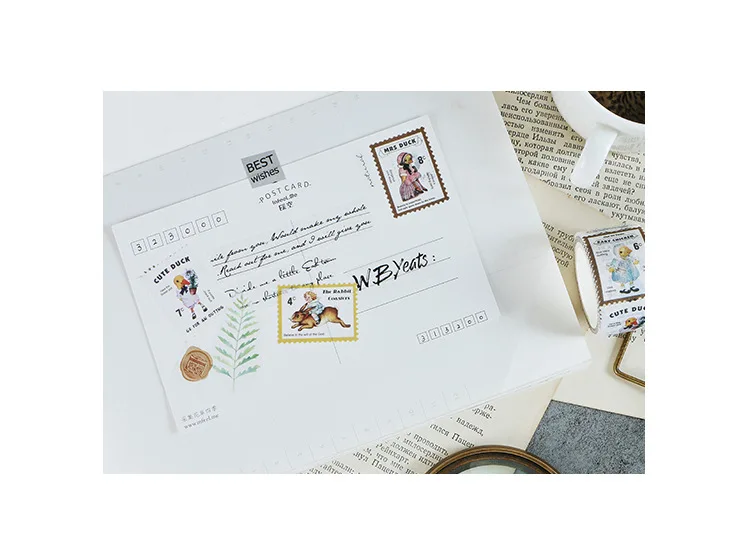 25m*5m Retro Europe Travel Stamp Shaped Washi Tape Scrapbooking Planner Masking Tape decoration Label stickers stationery