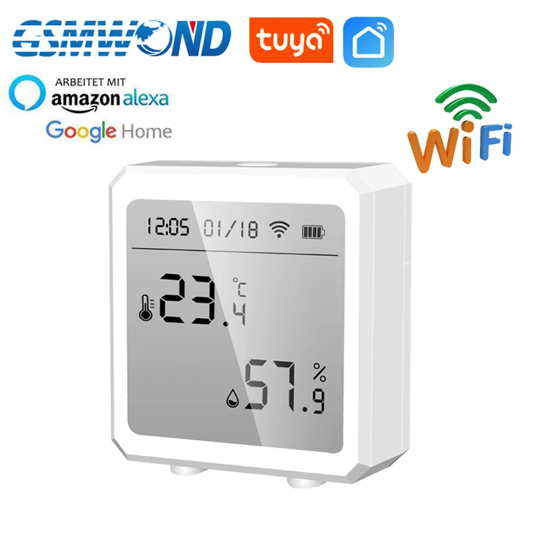 Умный Wi-Fi датчик влажности Tuya комнатный гигрометр-термометр с ЖК-дисплеем и