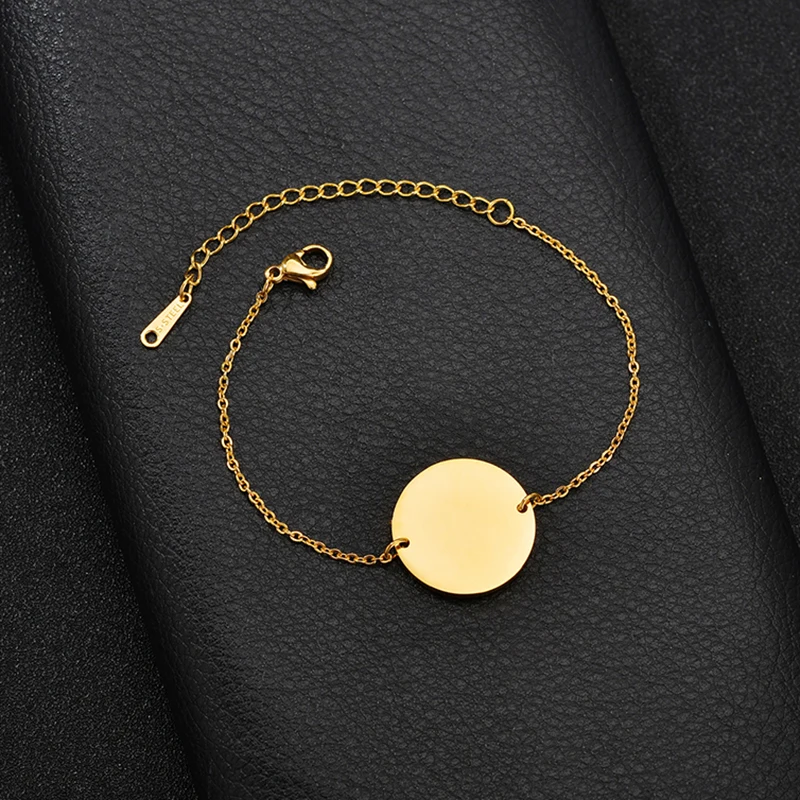 Auxauxme Engraved Photo Date Name Necklace Stainless Steel Custom Women Bracelet for Girlfriend Kids Lover Family Jewelry Set