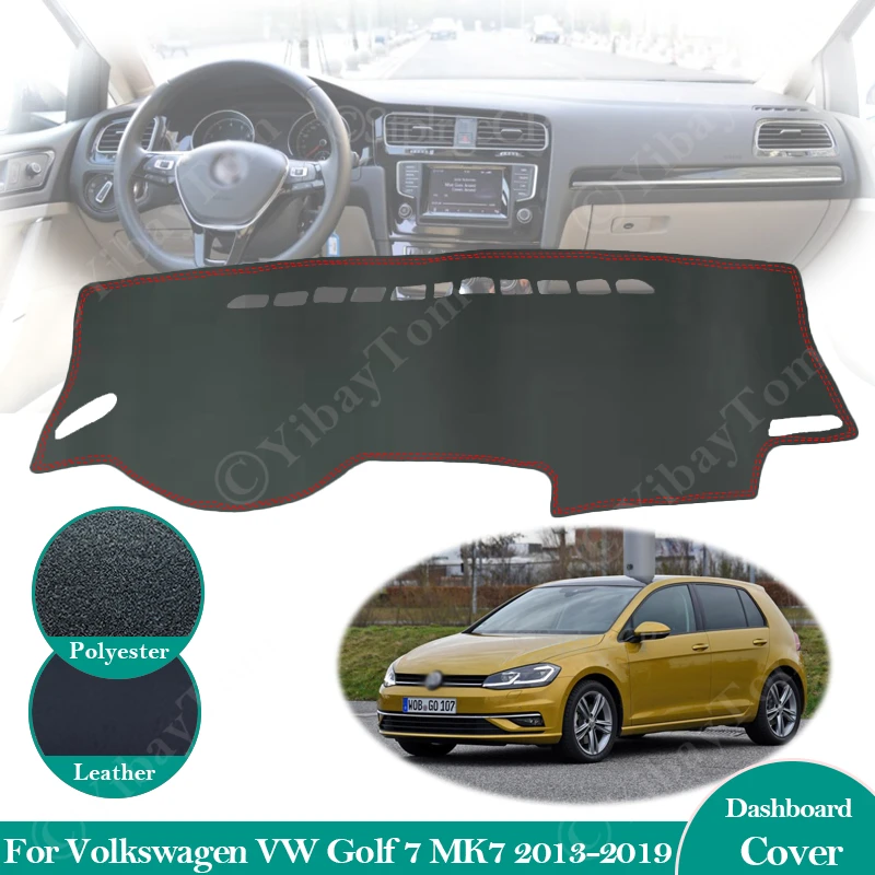 windshield cover for sun For Volkswagen VW Golf 7 MK7 2013 ~ 2019 Anti-Slip Leather Mat Dashboard Cover Pad SunShade Dashmat Carpet Car Accessories 2018 tire cap
