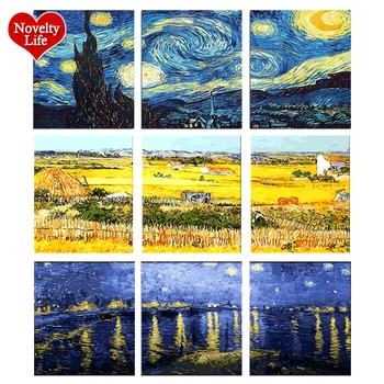 

Van Gogh Pictures DIY Oil Painting by Numbers for Adult 3pcs Coloring Landscape Abstract Wall Sticker Home Decor Christmas Gift