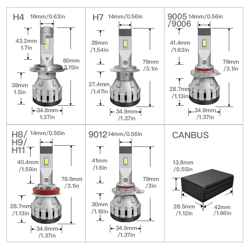 2 шт. Автомобильные светодиодные лампы H4 H7 H8 H11 9005 9012|Передние LED-фары для авто| |