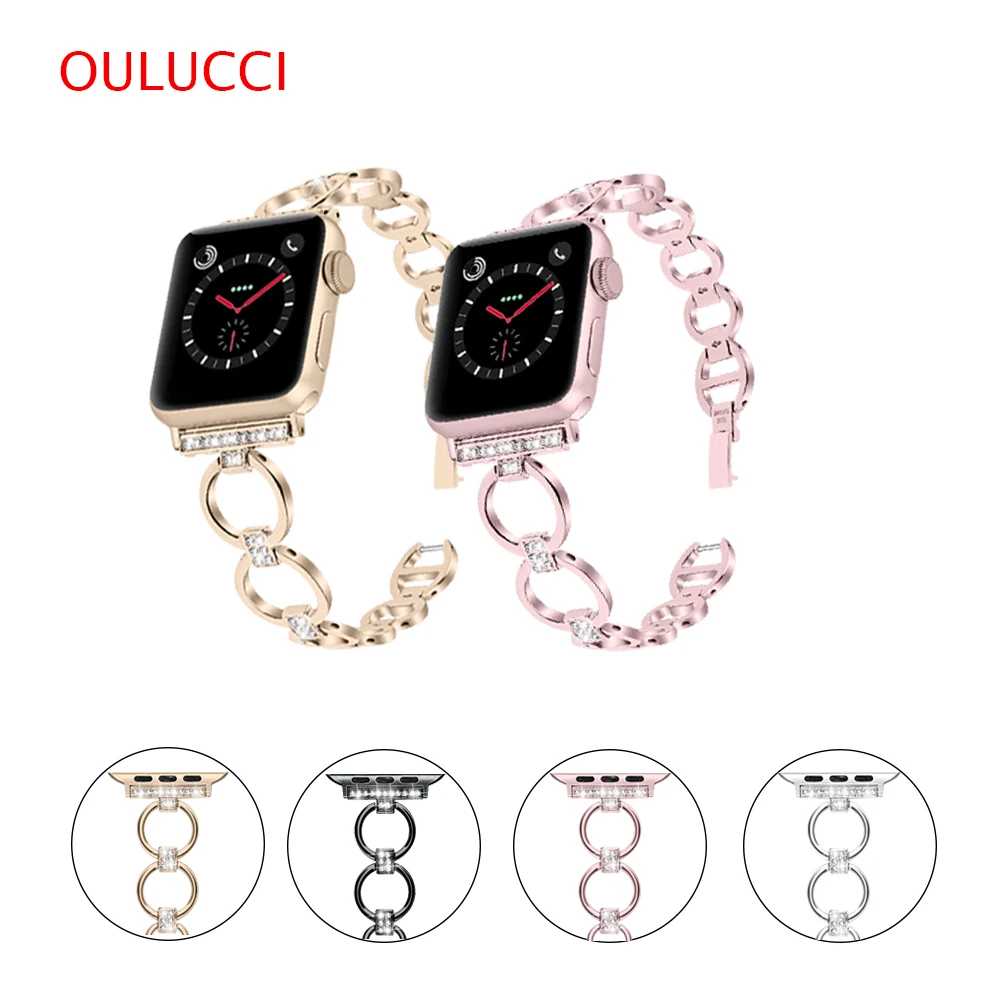 

Oulucci luxury metal band with diamonds for Apple Watch 4/3/2/1 wristband for apple strap