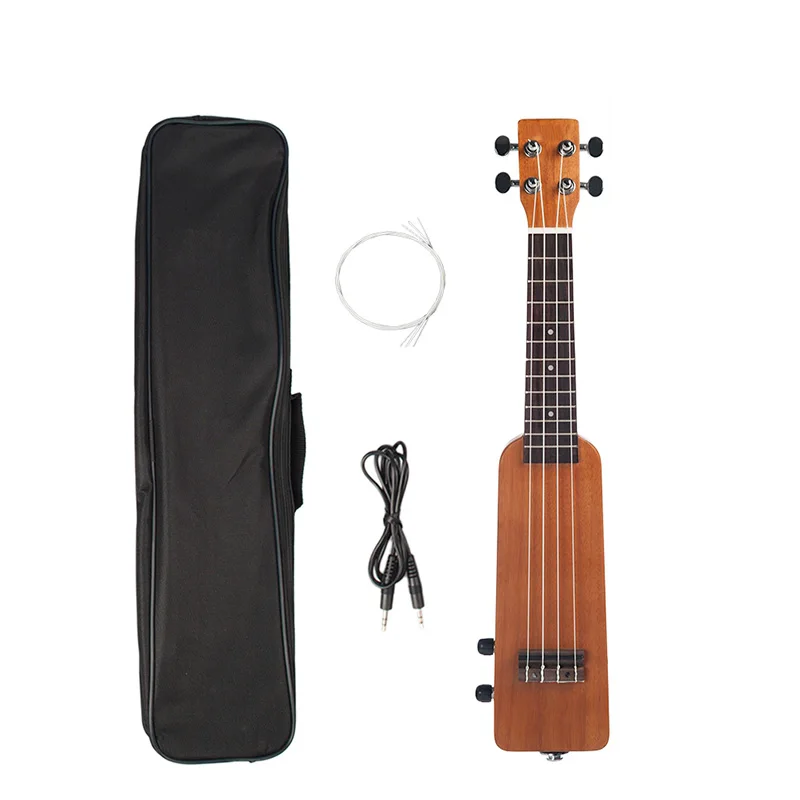 Electric Ukulele Creative 21Inch Solid Wood Okoume Electric Ukulele Ukelele Uke with 3.5mm and 6.35mm Outputs Including Carrying