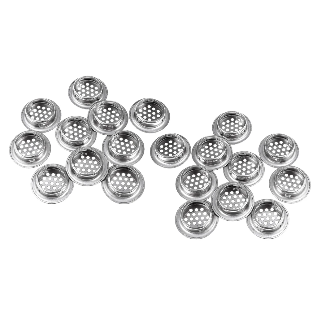 20Pcs Stainless Steel Air Vent Louver Mesh Cabinet Cupboard Hole Air Vent Cover Louver for Kitchen,Cupboards-29mm