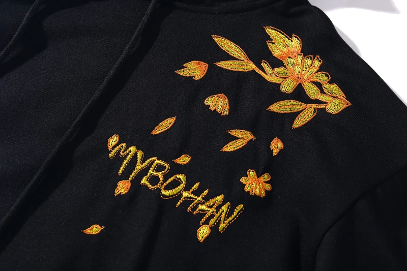 Embroidered Phoenix Hoody Men Streetwear Long Sleeve Loose Hoodies Autumn