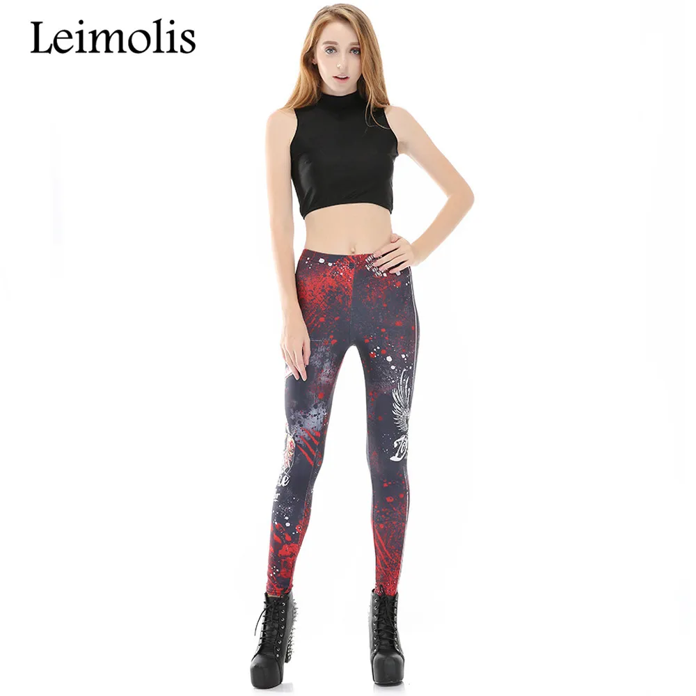 Leimolis new 3D print Zombie Killer Harajuku punk High Waist workout push up spandex plus size fitness leggings women pants