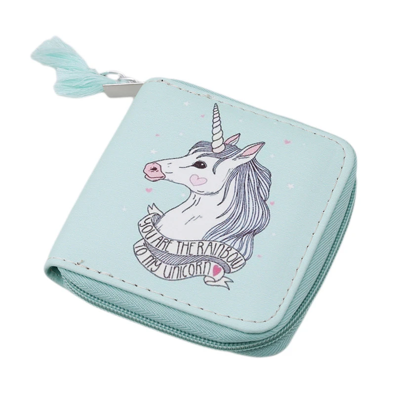 Nueva cartera de dibujos animados de unicornio para mujeres monedero cremallera pequeño cero cartera titular de la tarjeta de moda mujeres monedero de las señoras|Monederos| - AliExpress
