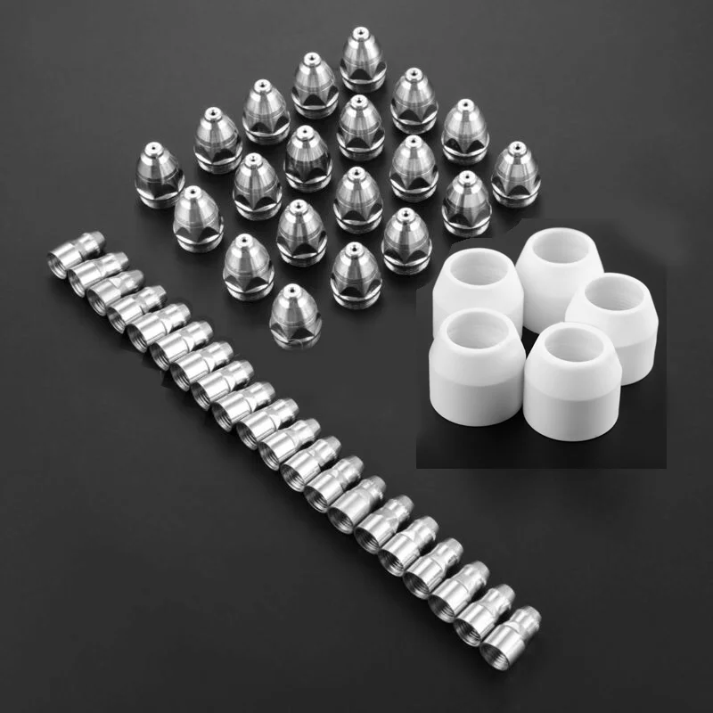 

White Silver P-80 Plasma Cutter Torch Cup Electrodes Covered Ends 1.3 80Amp Kit