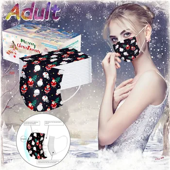 

Mouth Masks 50pcs With Box Cartoon Adult Mouth Face Mask 3 Layers Ply Filter Disposable Earloops Printing Mask Mondkapjes