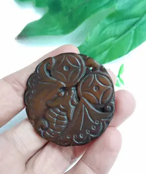 

Vintage jade Pendant Carven money Bat Amulet churinga hanging Bring fortune Lucky Talisman