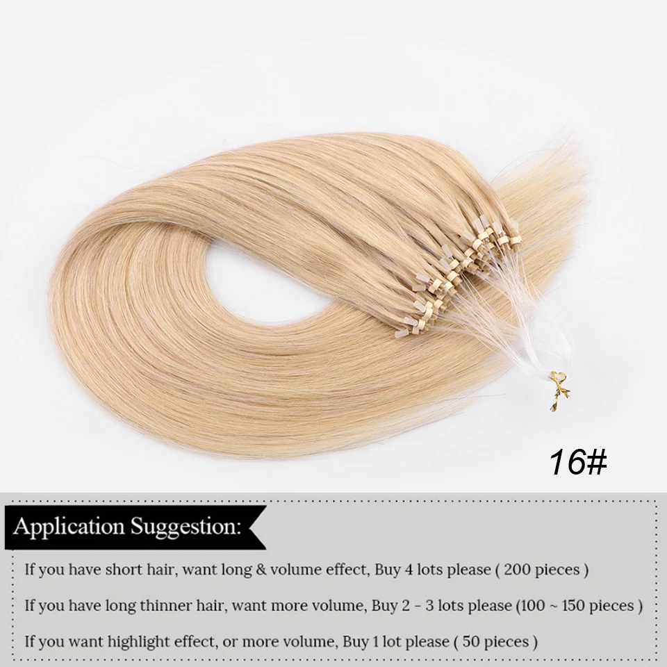 Micro Loop Hair Extensions Natural Real Human Hair Micro Bead Non-remy Black Brown Blonde Links Human Extensions