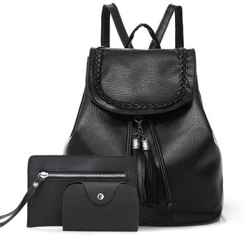 

Polyester Women Backpack Large Capacity School Style Shoulder Bag PU Travel Shopping Hangbag Casual Waterproof Fabala 3-piece