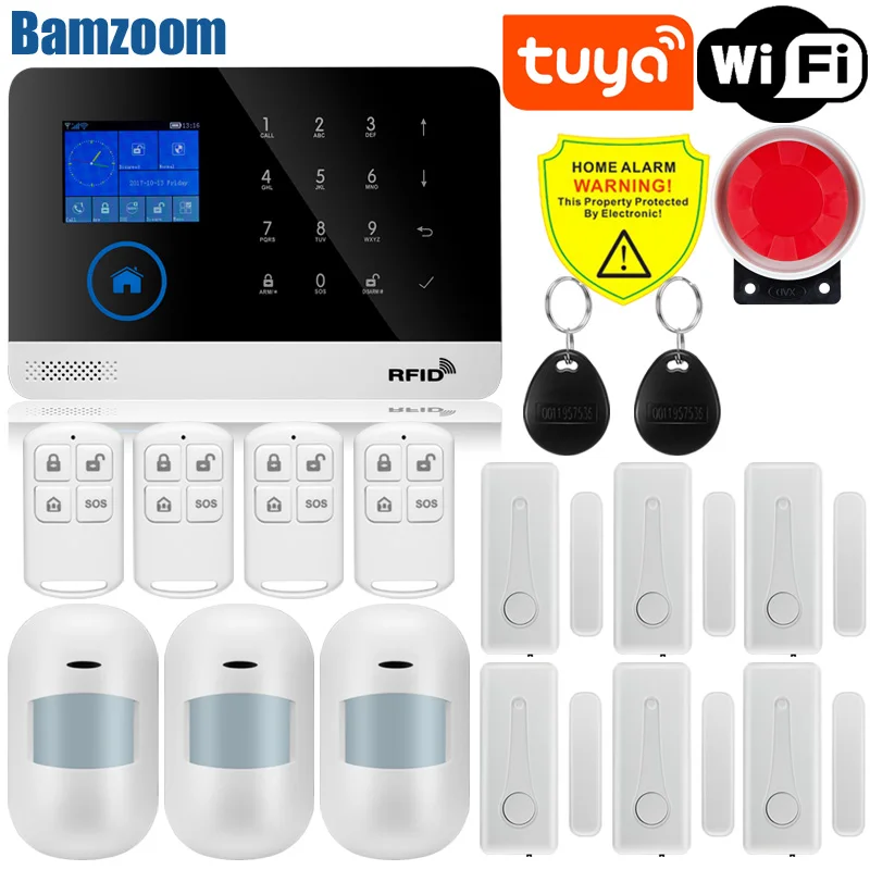 Tuya Wifi GSM Alarm System Wireless Detectors Alarm Smart Home APP Control English/Russian/Spanish/France/Italian ring alarm hub plus keypad Alarms & Sensors