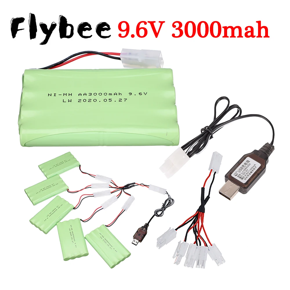 

Аккумуляторная батарея 9,6 в, 3000 мА/ч + зарядное устройство 9,6 в для радиоуправляемых игрушек, автомобилей, танков, поездов, роботов, лодок, пистолетов, АА, 9,6 в, никель-кадмиевый аккумулятор