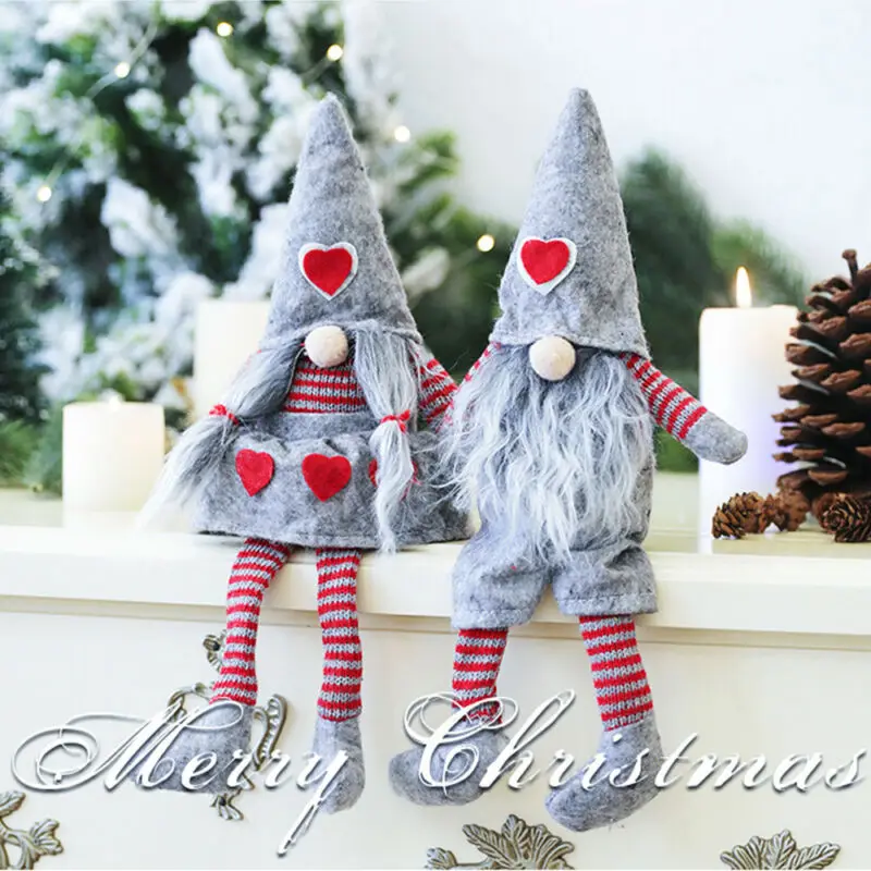 New Merry Christmas Long Hat Swedish Santa Gnome Plush Doll Ornament Xmas Tree Decor