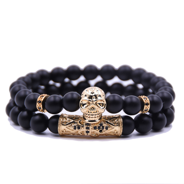 Arrival Skull Bracelet femme Friends Natrual Stone Beads Bracelets For Women Men Jewelry Pulseras Mujer bracciali uomo