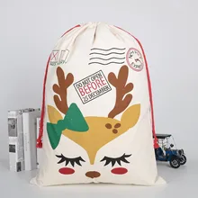 Большой Холст Счастливого Рождества мешок Санты Рождественский чулок олень подарочная сумочка Рождественский Декор Подарочная сумка navidad A10