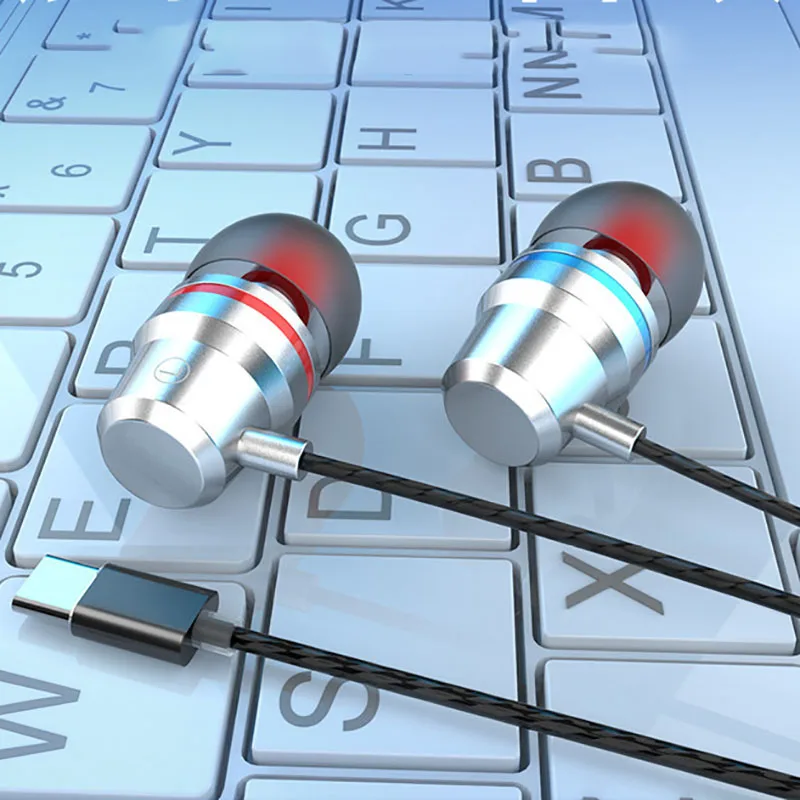 Usb type C наушники, металлическая Проводная гарнитура, стерео спортивные наушники с микрофоном, регулятор громкости, аудио наушники для телефона Xiaomi huawei Nubia