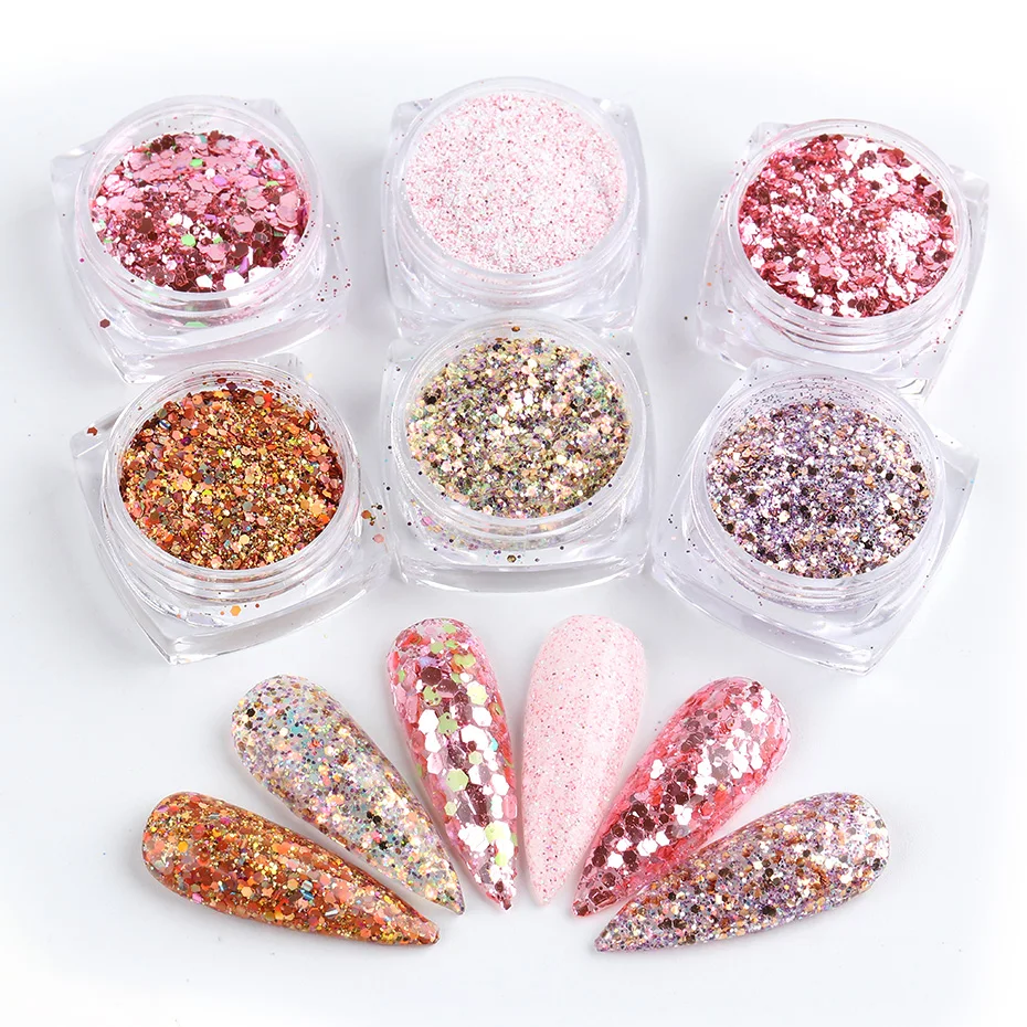 3D Mermaid Sequins Nail Glitter Flakes Mixed Mirror Hexagon DIY Spangles Paillette Nail Art Decorations (4)