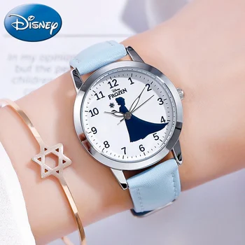 

Disney Princess Series Girls Fashion Trendy Japan Quartz Watch Cute Leather Band Waterproof Watches Girl Best Gift Child Clocks
