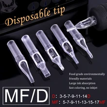50 шт., прозрачный одноразовый наконечник для татуировки, пластиковый стерильный наконечник для татуировки, иглы для перманентного макияжа, MF D, 5 футов/7 футов/9 футов/11 футов/13 футов/15 футов/17 футов