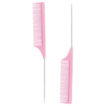 

2 Pcs Carbon Fiber Comb Hairdressing Stainless Steel Pintail Comb