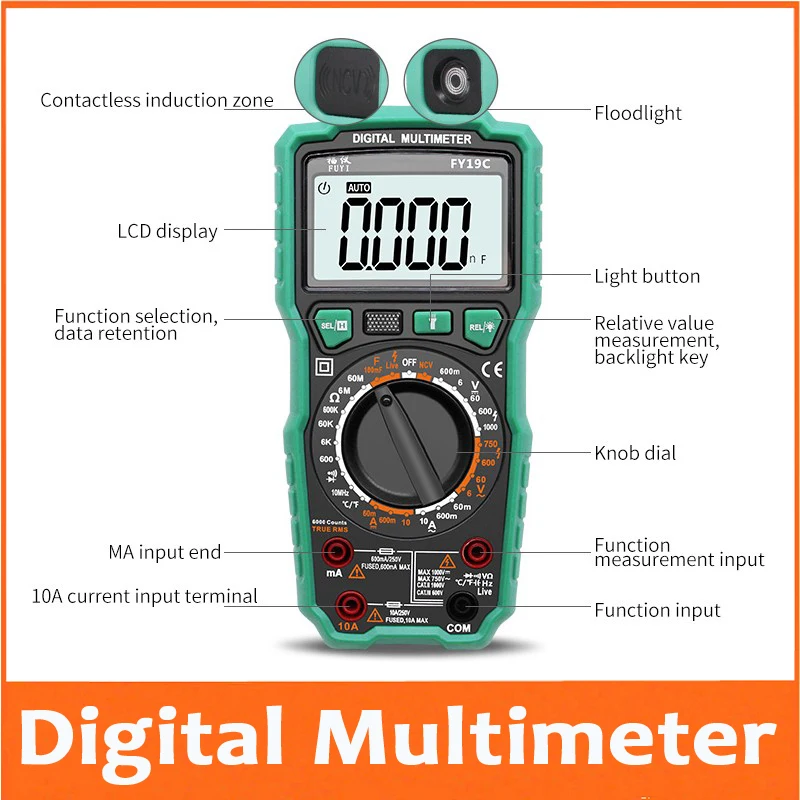 

multi-function multimeter digital high precision electric universal table intelligent anti-burning capacitor meter 100MF