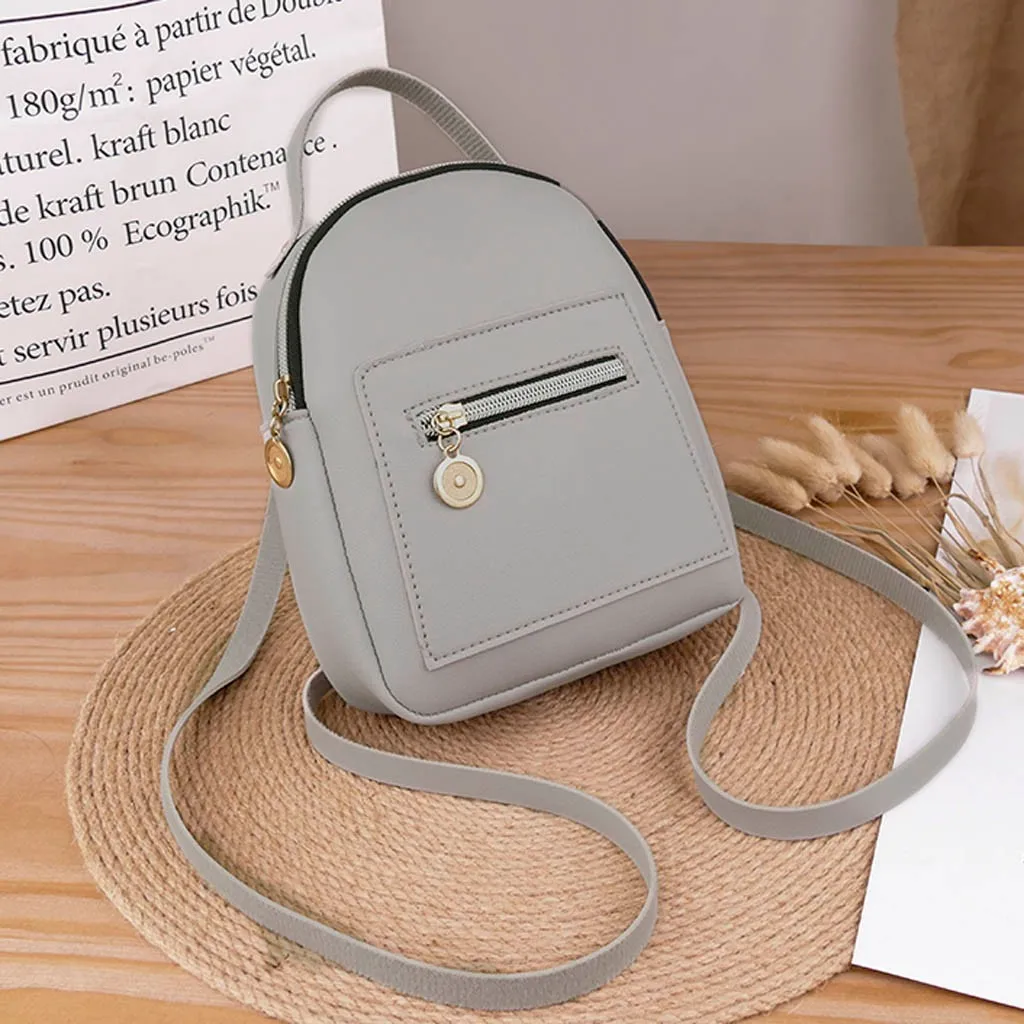 Дизайнер, Модный женский рюкзак, мини, мягкий на ощупь, многофункциональный, маленький рюкзак для женщин, дамская сумка на плечо, сумочка для девушек#25 - Цвет: Gray