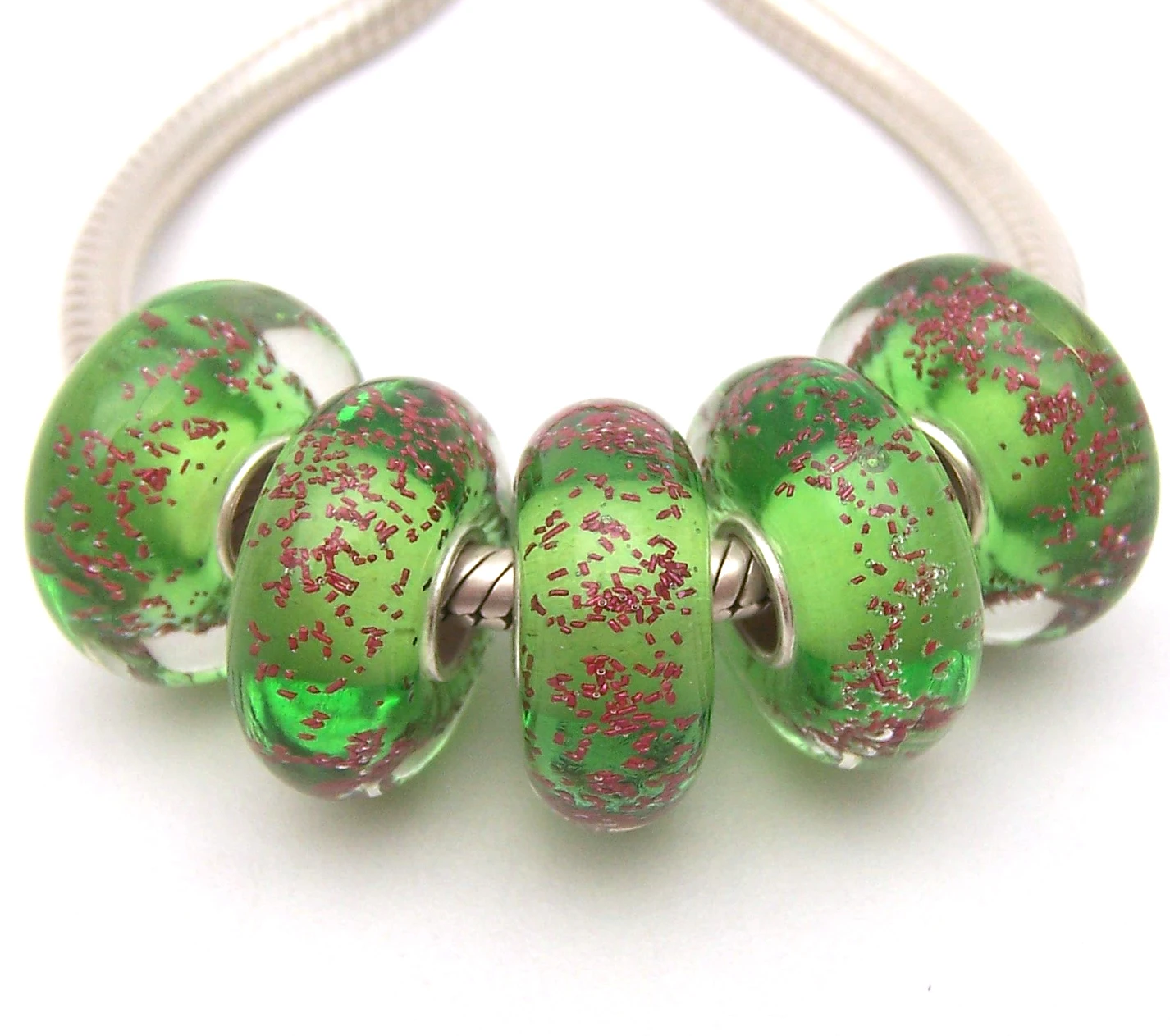 

SJGWG2188 5X 100% Authenticity S925 Sterling Silver Beads Murano Glass beads Fit European Charms Bracelet diy jewelry Lampwork