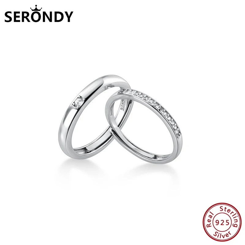

SERONDY Couple Rings 925 Sterling Silver Rings For Women Fashion Jewelry 2020 Female Original Girls Unusual Korean Gifts JZ10811