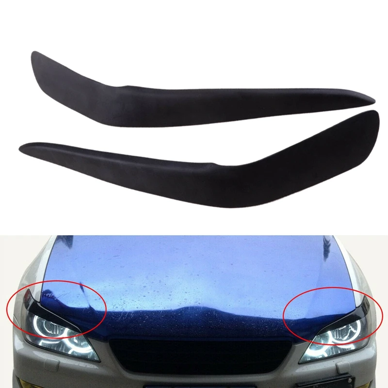 2Pcs Car Black Headlight Eyelid Eyebrow Cover Trim Fit for Lexus IS200 1999-2004 |