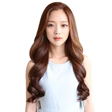 Hair Extensions Long Curly Wig Clips for Women Heat Resistant Synthetic Hair Cosplay Light Brown WH998