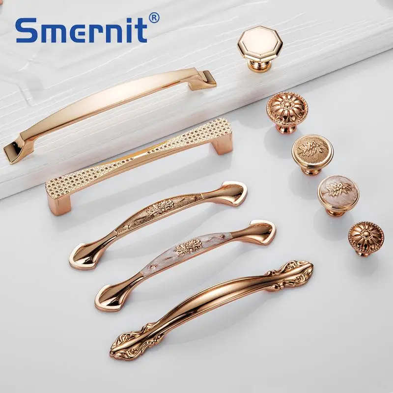 Gold Door Handles Wardrobe Drawer Knobs Kitchen Cabinet Knobs And