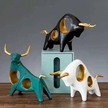 

Simple domineering resin bull statue Ornaments crafts matte/ polished figurine office bar counter home decoration Business gift